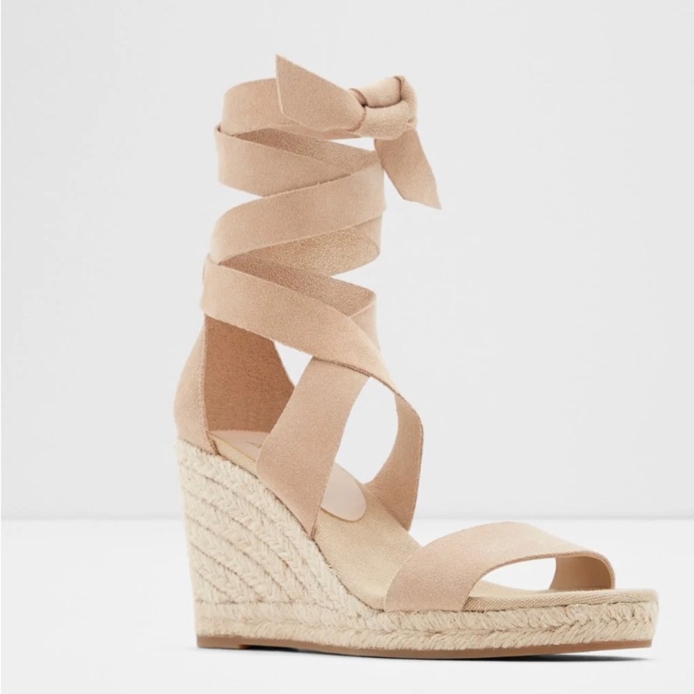 NIB ALDO l Size 10 l LARETTA Espadrilles Wedge Heel Sandals l Natural